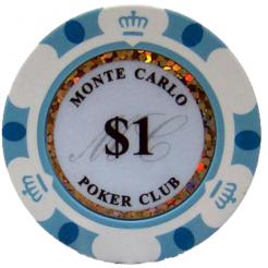 Bundle of 25 white monte carlo poker chips