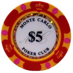 Bundle of 25 red monte carlo poker chips
