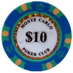 Bundle of 25 blue monte carlo poker chips