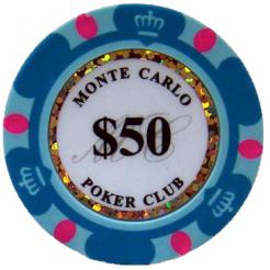 Bundle of 25 light blue monte carlo poker chips