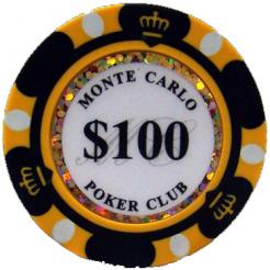 Bundle of 25 black monte carlo poker chips