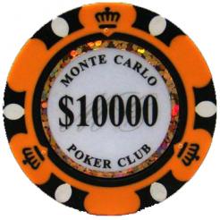 Bundle of 25 orange monte carlo poker chips